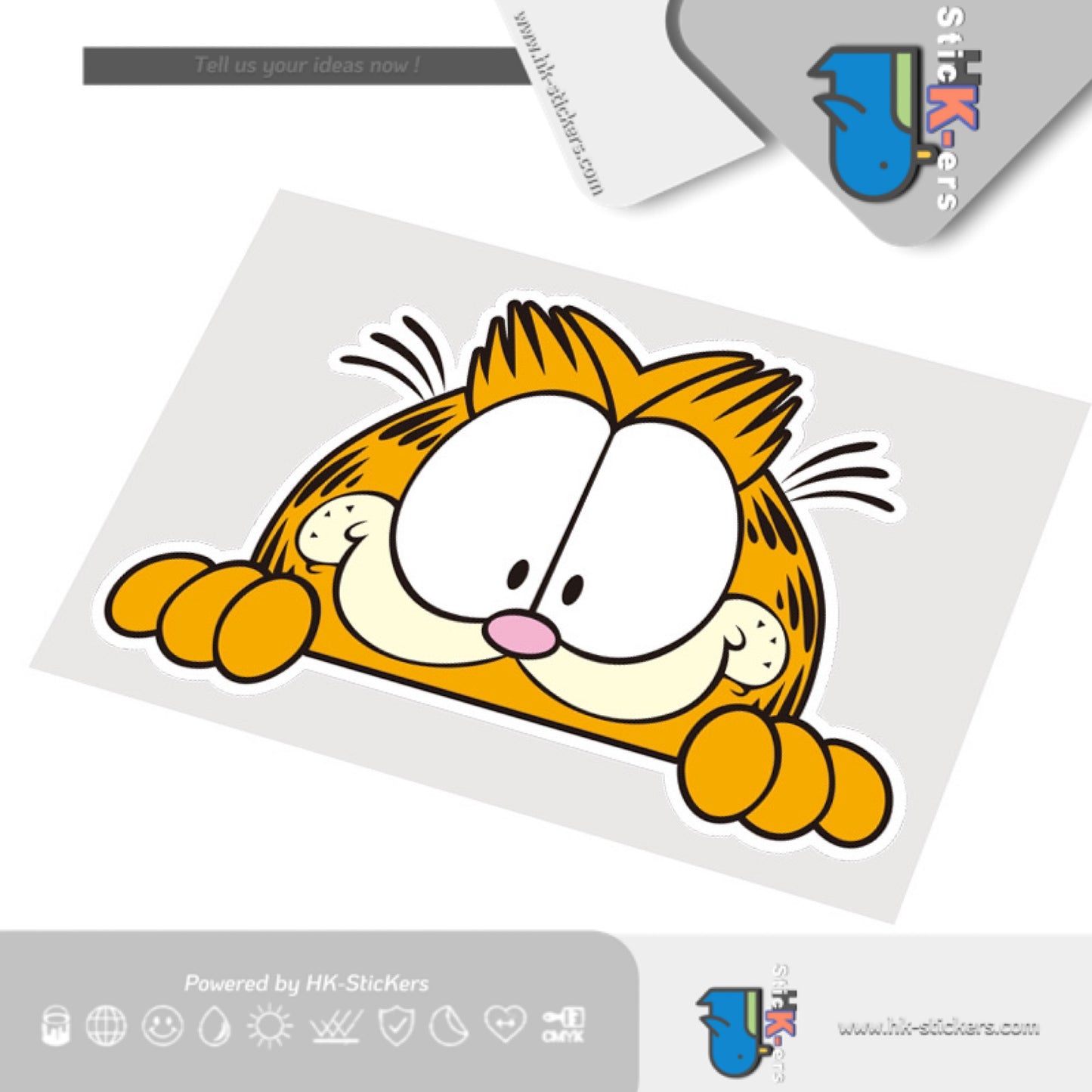 HK-Stickers 汽車貼紙 |咖啡貓汽車玻璃貼紙電動車摩托車行李箱車貼防水反光貼