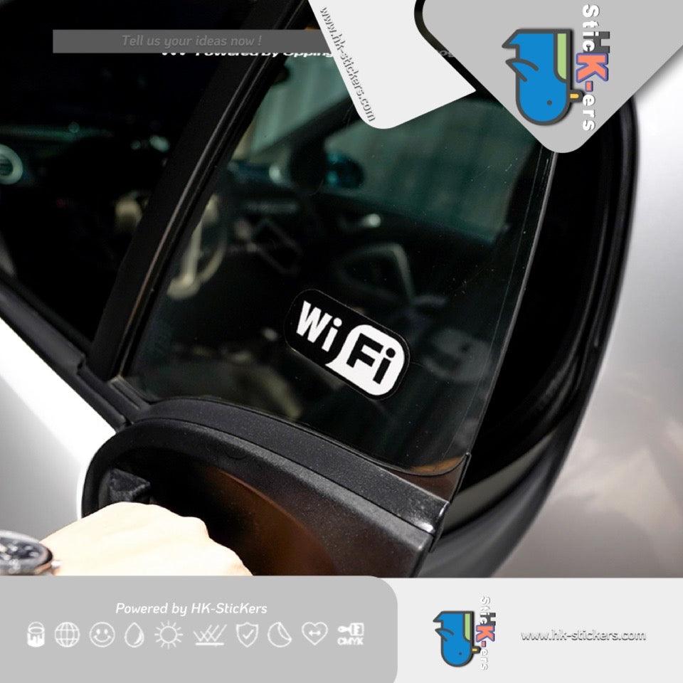 HK-SticKers 防水反光貼紙 | 車上有WIFI提示貼紙 車載無線網絡汽車玻璃裝飾防水反光貼 - HK-SticKers