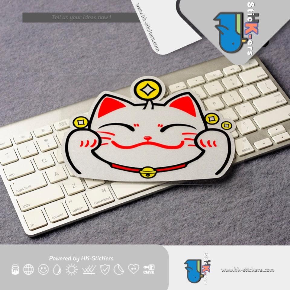 HK-SticKers 防水反光貼紙 | 可愛日本招財貓車貼 防遠光燈反光貼 汽車後窗裝飾貼紙 - HK-SticKers