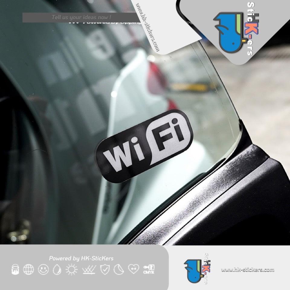 HK-SticKers 防水反光貼紙 | 車上有WIFI提示貼紙 車載無線網絡汽車玻璃裝飾防水反光貼 - HK-SticKers