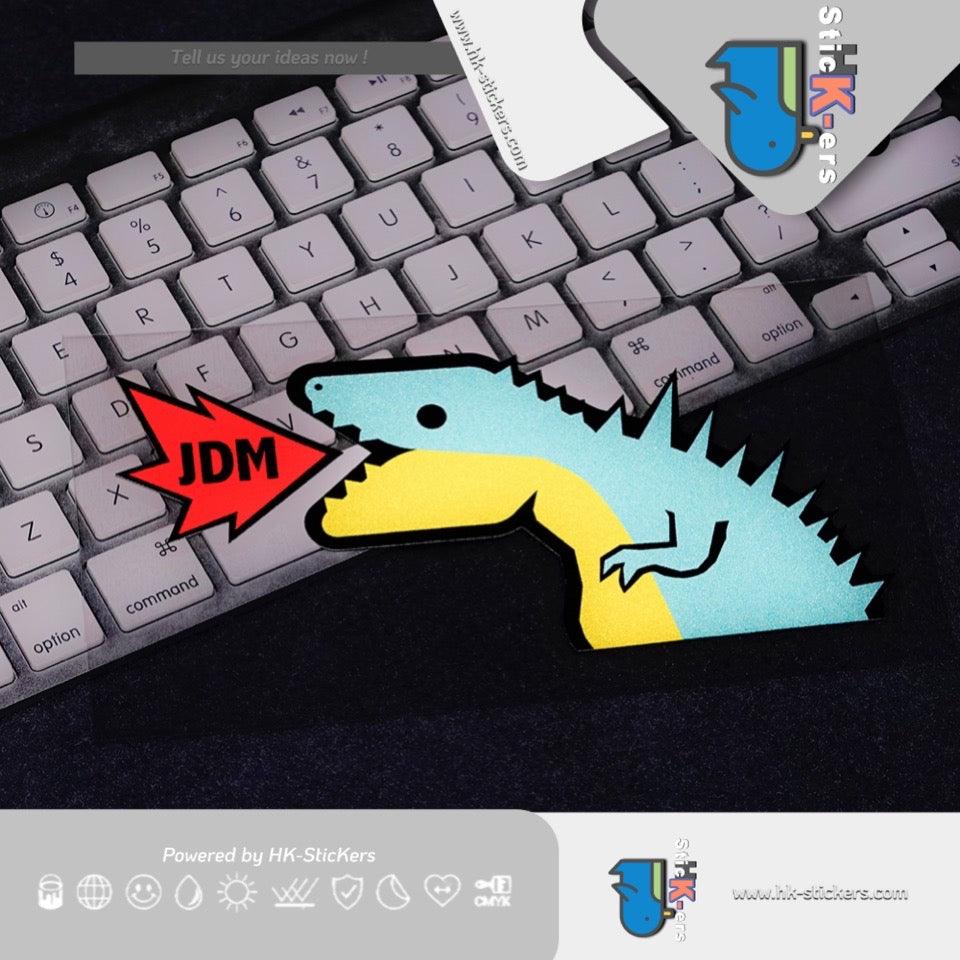 HK-SticKers 防水反光貼紙 | JDM卡通恐龍車貼 三角窗玻璃裝飾貼紙 創意噴火反光貼 - HK-SticKers