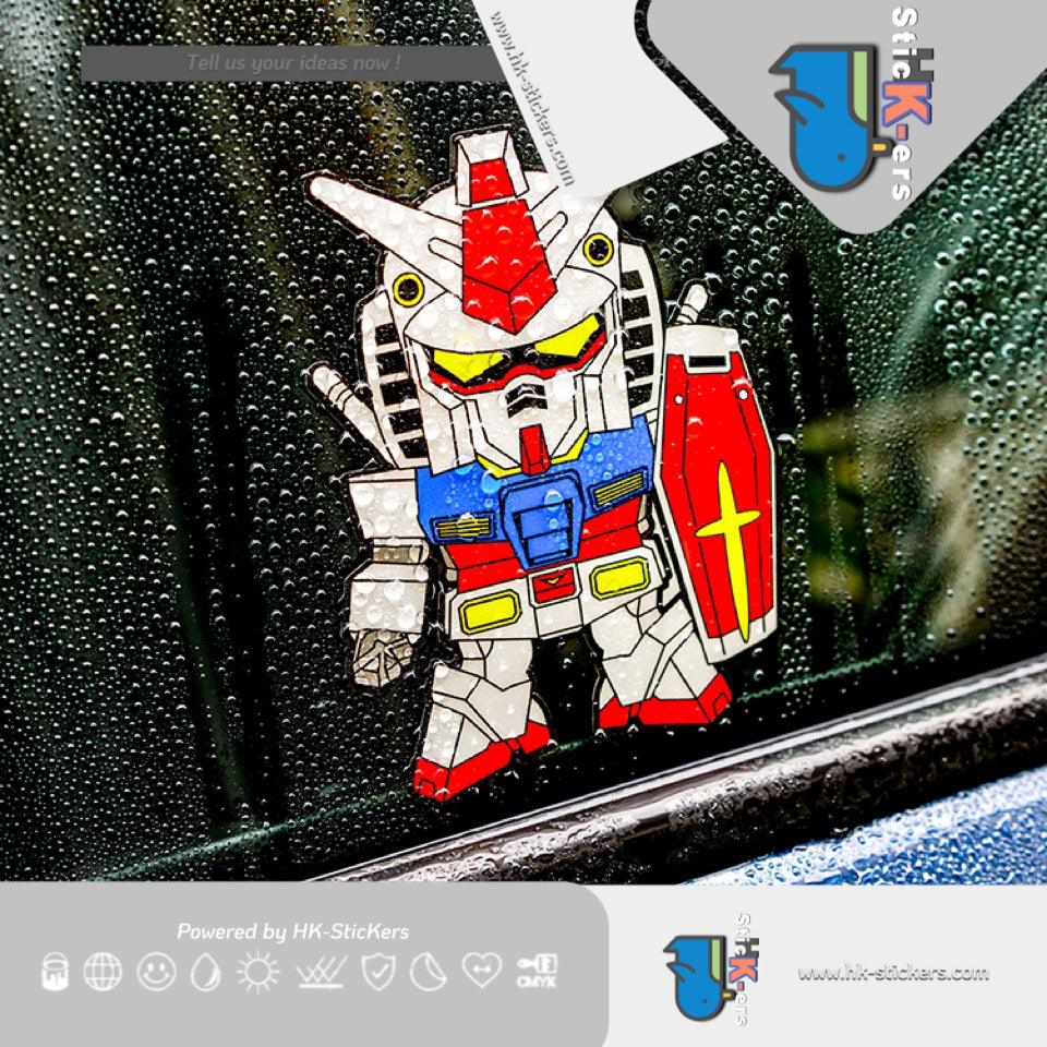 HK-SticKers 防水反光汽車貼紙 | 動漫高達汽車貼紙 可愛電動車貼 三角窗個性划痕防水反光汽車貼紙 - HK-SticKers