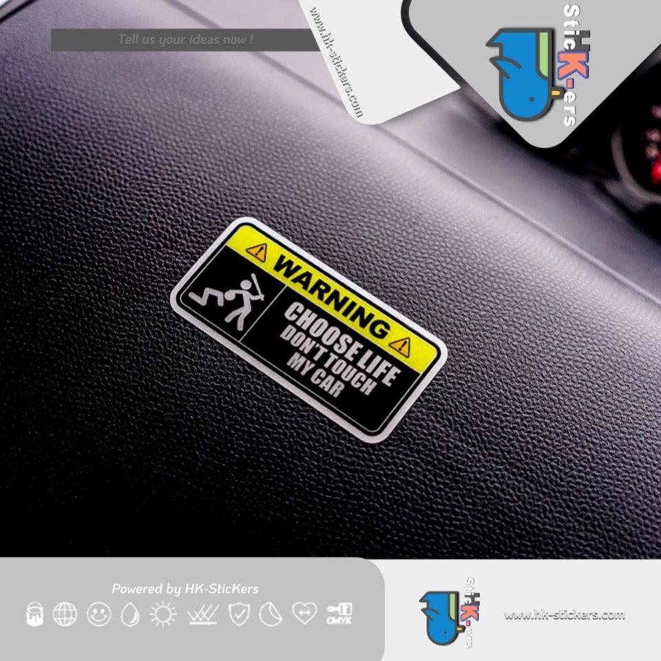 HK-SticKers 防水反光貼紙 | 別碰我車警示車貼 趣味提示火柴人貼紙 創意內飾反光貼 - HK-SticKers