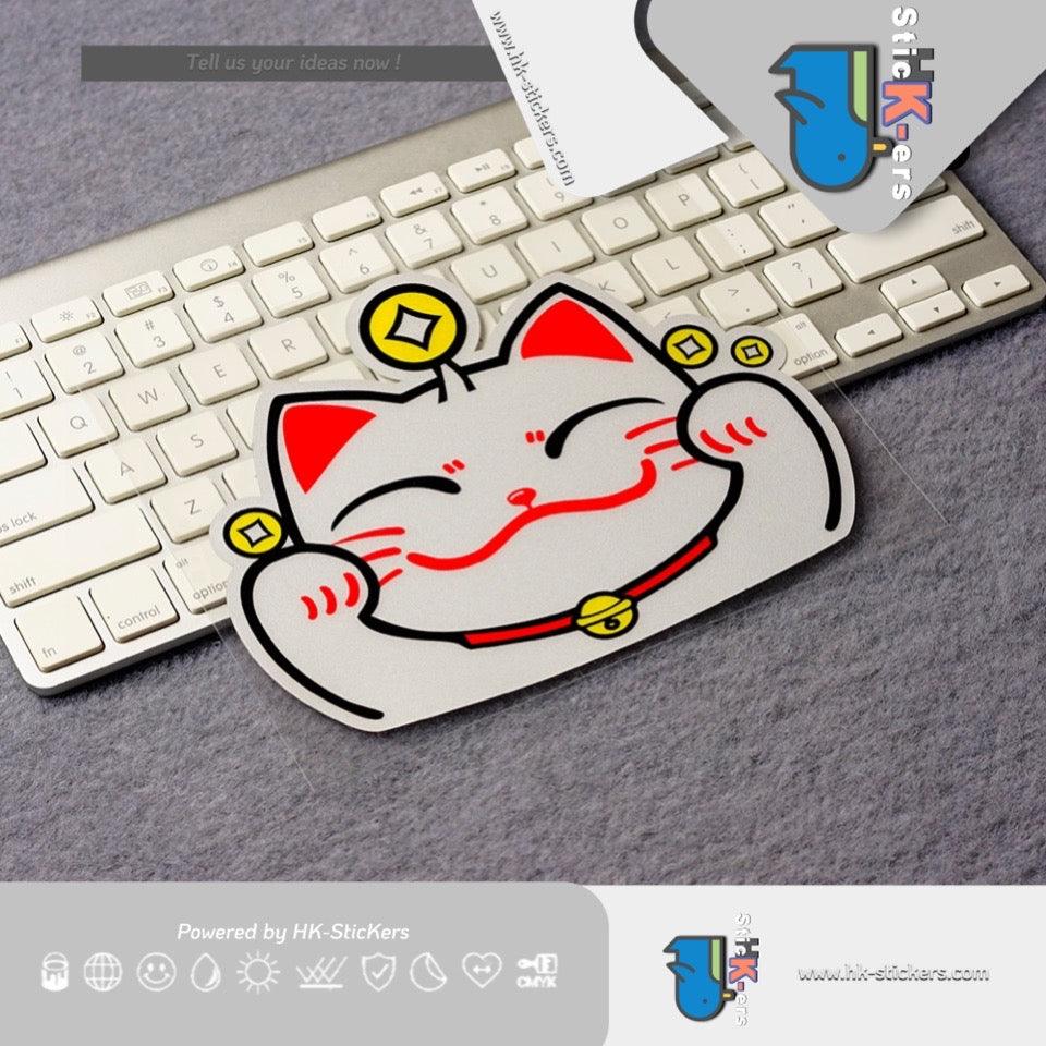 HK-SticKers 防水反光貼紙 | 可愛日本招財貓車貼 防遠光燈反光貼 汽車後窗裝飾貼紙 - HK-SticKers