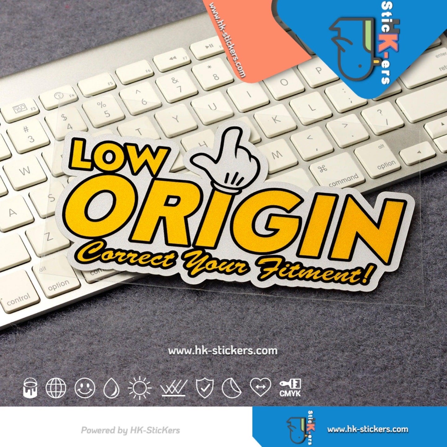 HK-SticKers 防水反光貼紙 | 日本風格 LOW ORIGIN 低趴 姿態 個性 反光車貼 香港貼紙 - HK-SticKers