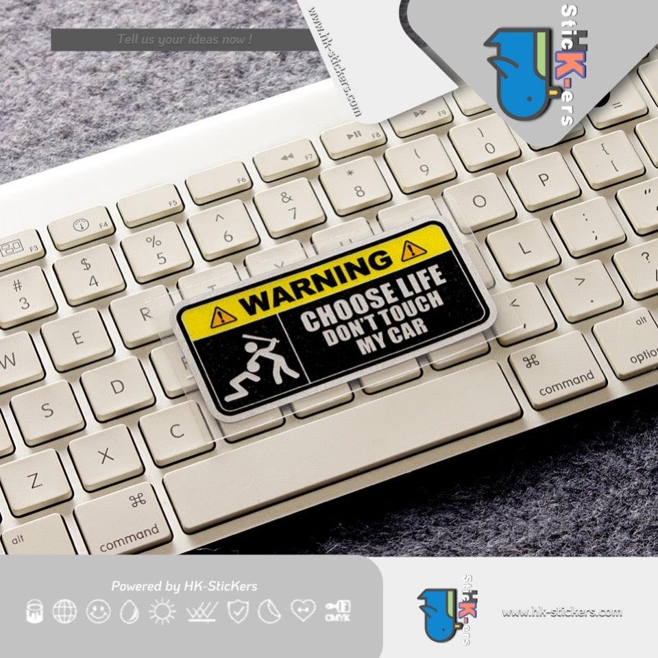 HK-SticKers 防水反光貼紙 | 別碰我車警示車貼 趣味提示火柴人貼紙 創意內飾反光貼 - HK-SticKers