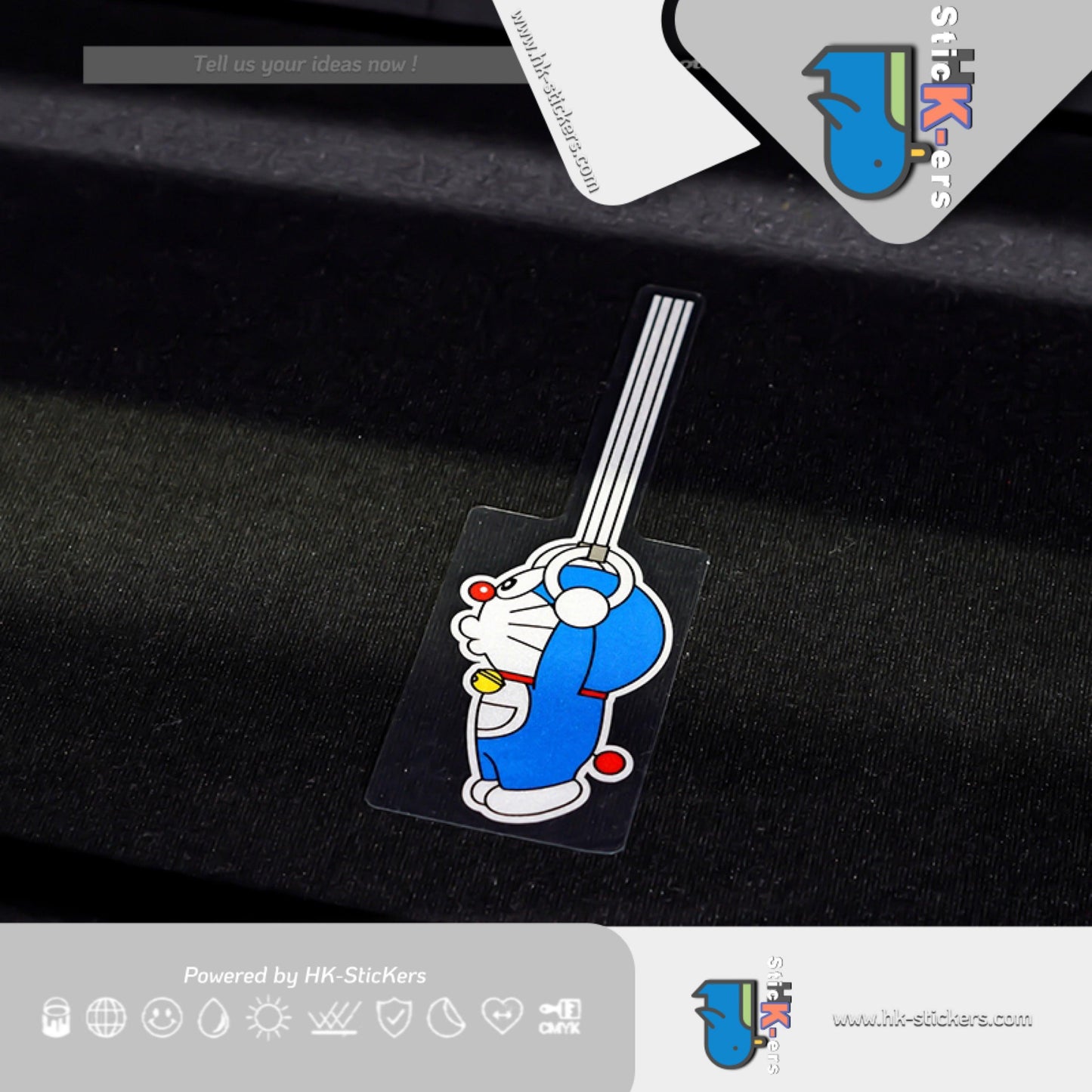 HK-Stickers 汽車貼紙|可愛機器貓車窗裝飾貼 蜘蛛人趣味卡通車身防水反光貼 - HK-SticKers