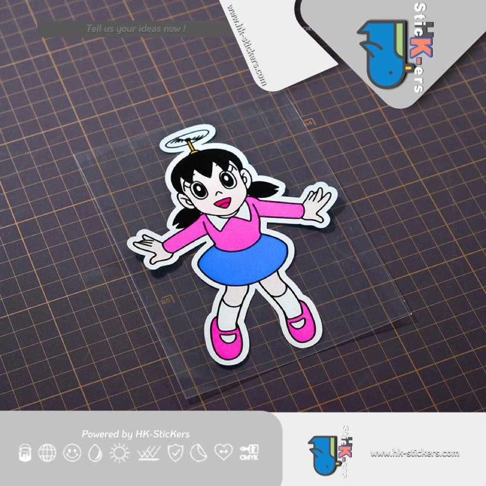 HK-Stickers 汽車貼紙|可愛卡通貼紙機器貓電動車貼汽車玻璃行李箱防水汽車反光貼 - HK-SticKers