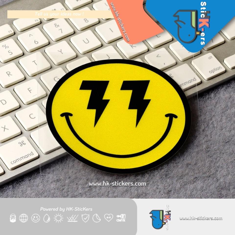 HK-SticKers 防水反光貼紙 | 新能源車貼紙 電動車SMILE反光貼 笑臉划痕遮擋車貼 - HK-SticKers