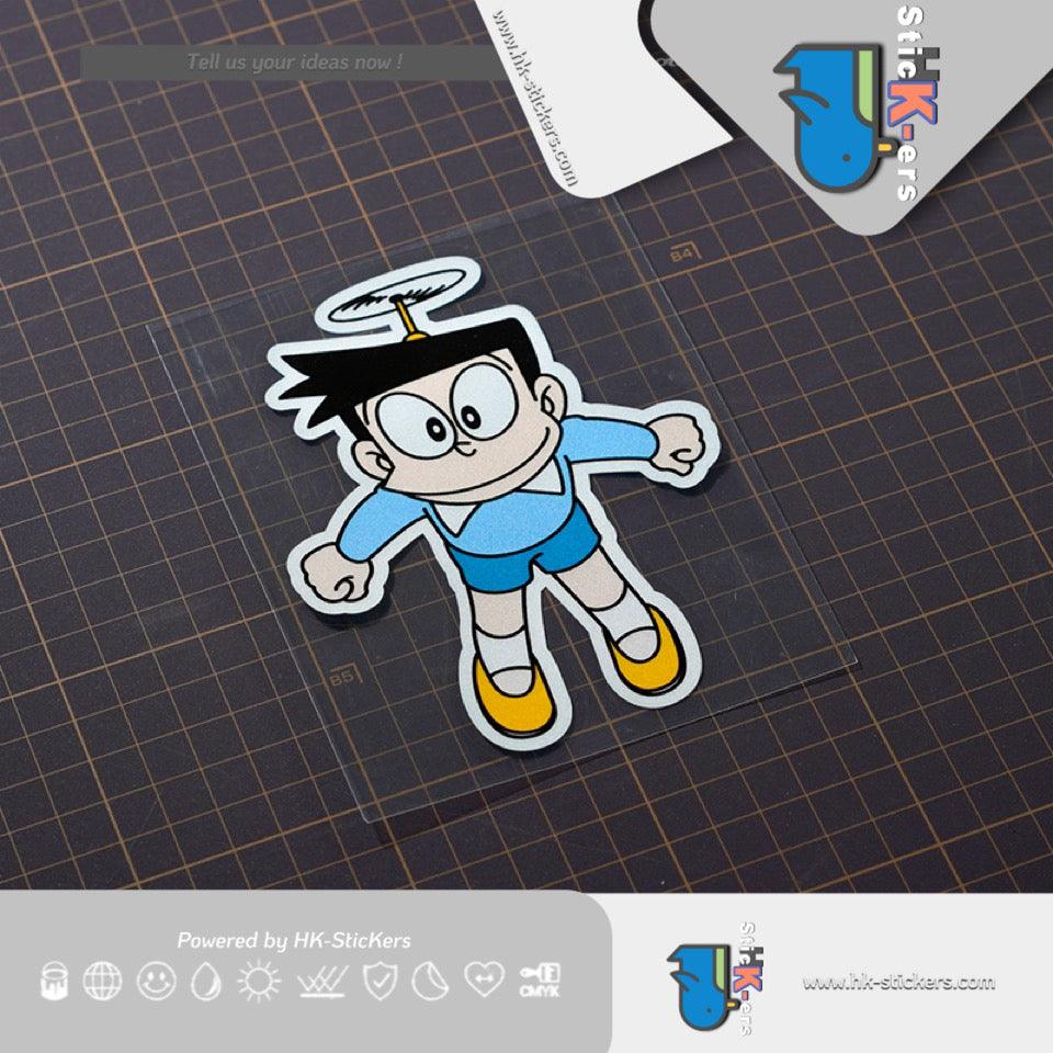 HK-Stickers 汽車貼紙|可愛卡通貼紙機器貓電動車貼汽車玻璃行李箱防水汽車反光貼 - HK-SticKers