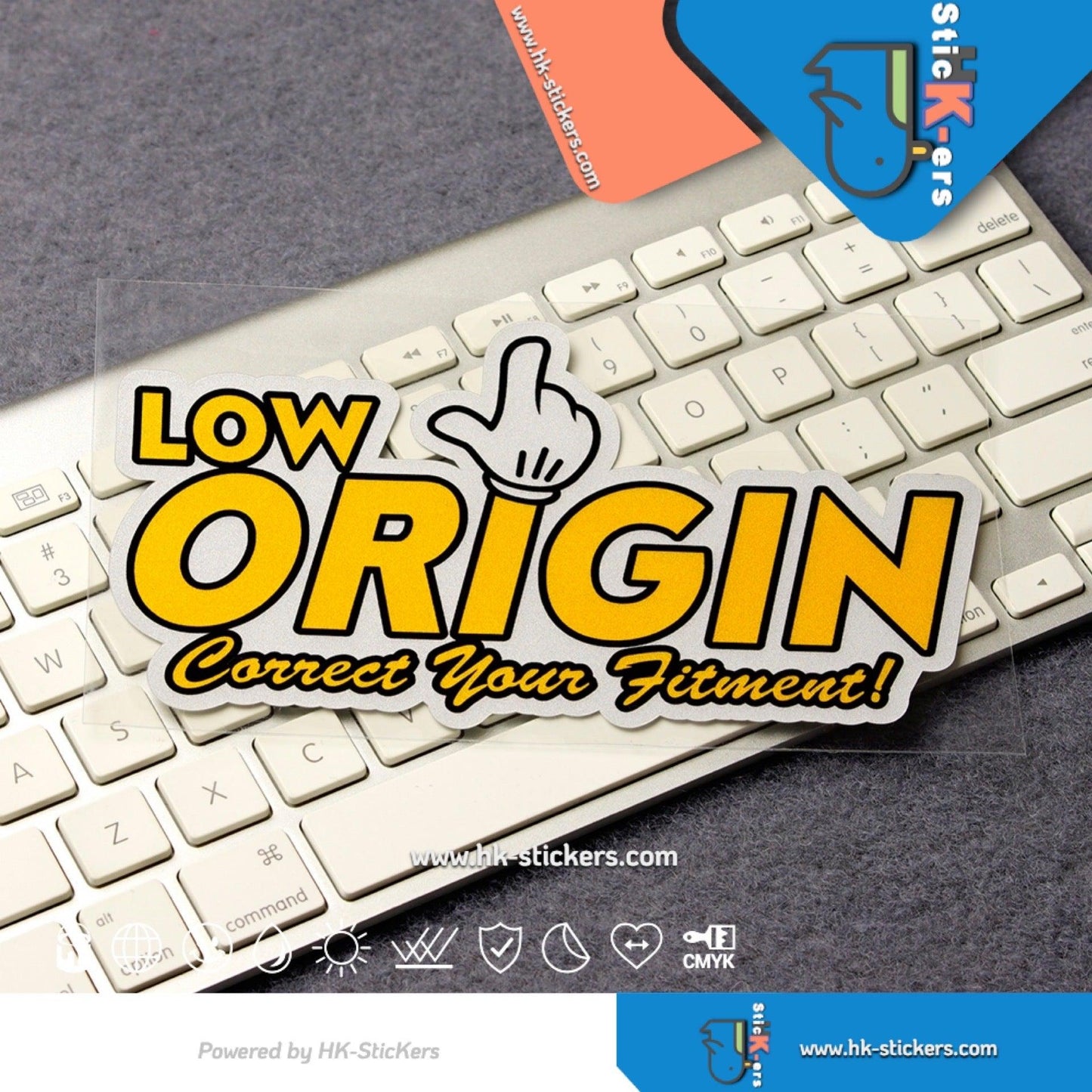 HK-SticKers 防水反光貼紙 | 日本風格 LOW ORIGIN 低趴 姿態 個性 反光車貼 香港貼紙 - HK-SticKers