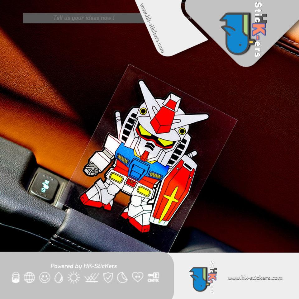 HK-SticKers 防水反光汽車貼紙 | 動漫高達汽車貼紙 可愛電動車貼 三角窗個性划痕防水反光汽車貼紙 - HK-SticKers