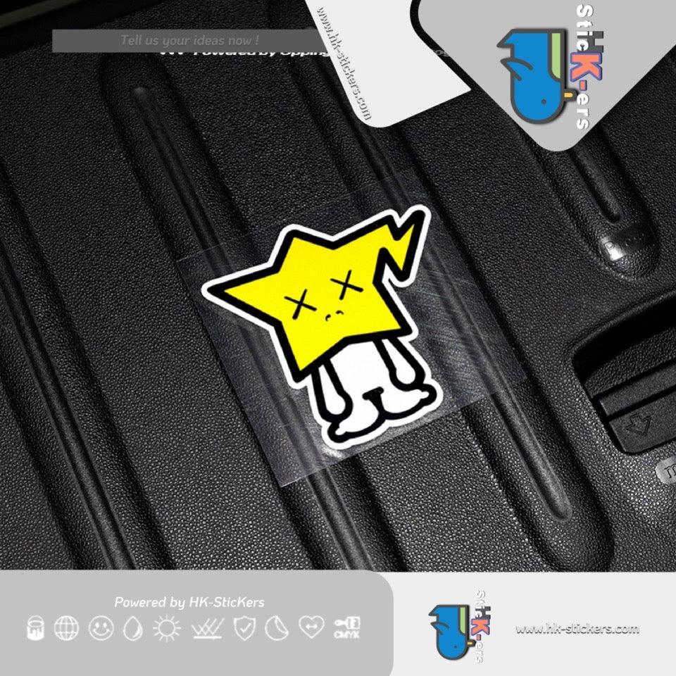 HK-SticKers 防水反光貼紙 | 潮牌星星吉祥物貼紙 個性汽車玻璃包圍創意划痕遮蓋反光貼 - HK-SticKers