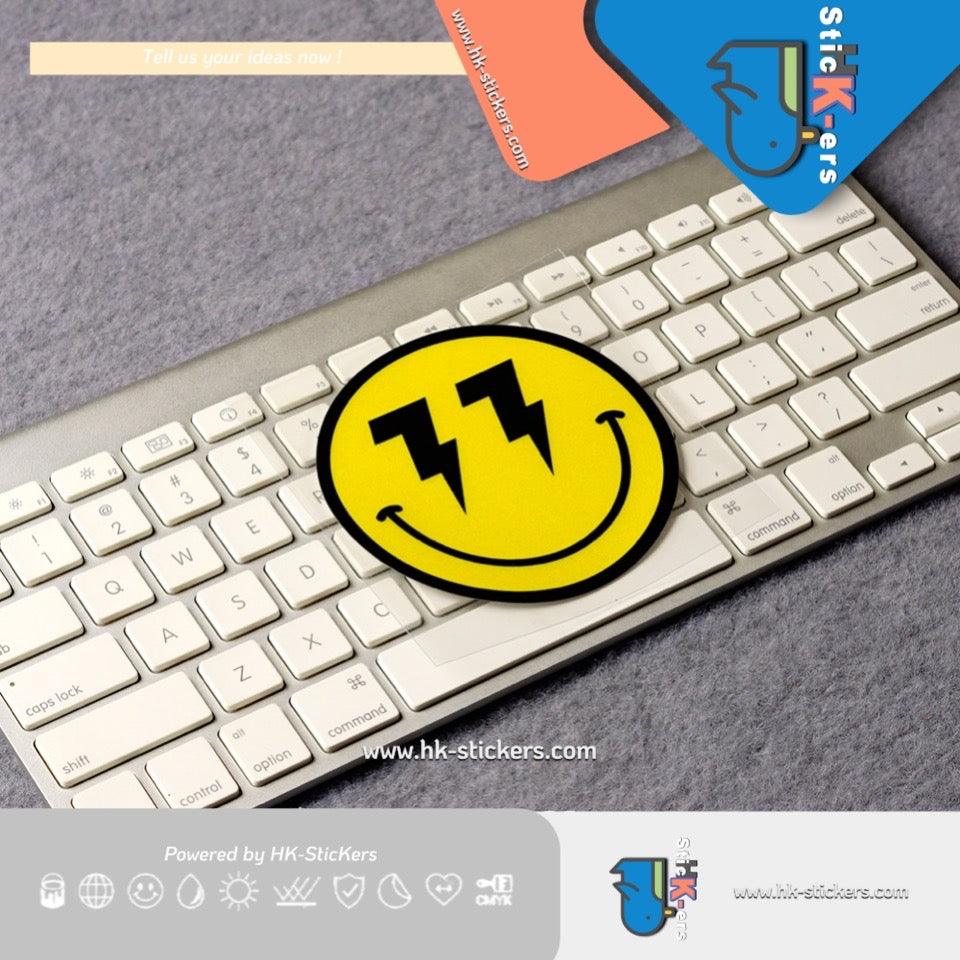 HK-SticKers 防水反光貼紙 | 新能源車貼紙 電動車SMILE反光貼 笑臉划痕遮擋車貼 - HK-SticKers