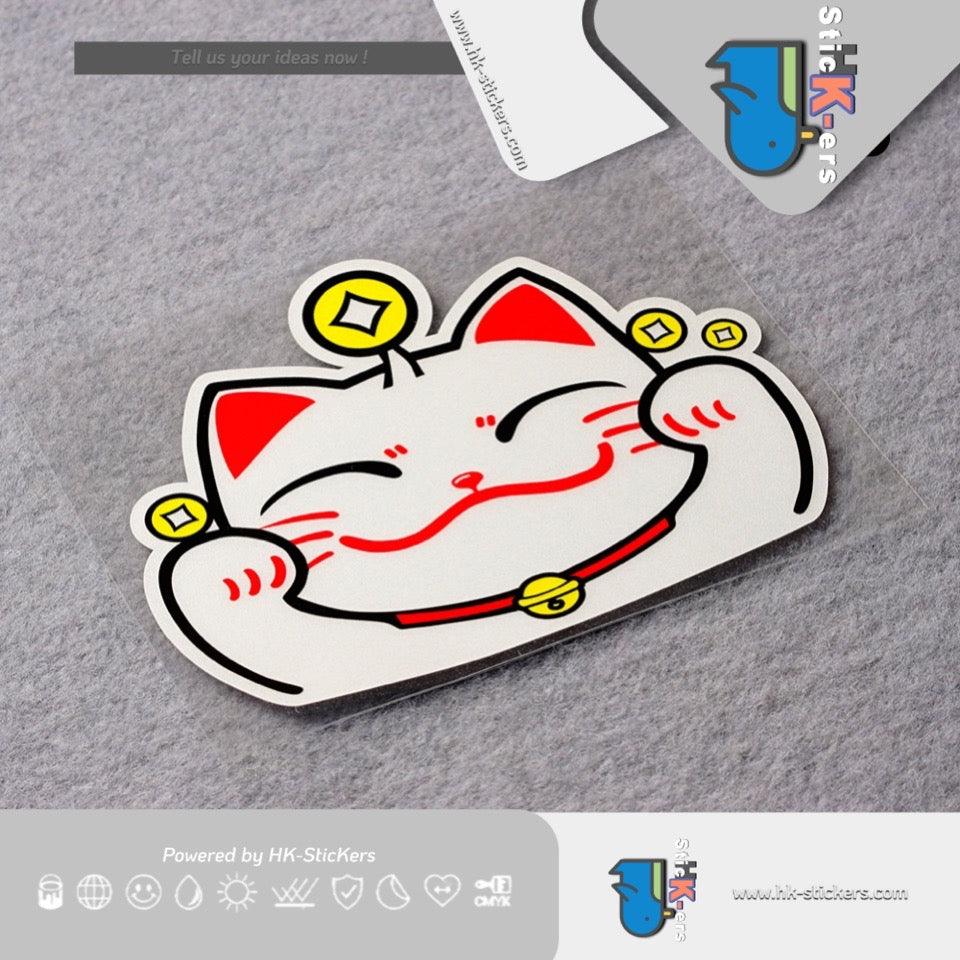 HK-SticKers 防水反光貼紙 | 可愛日本招財貓車貼 防遠光燈反光貼 汽車後窗裝飾貼紙 - HK-SticKers