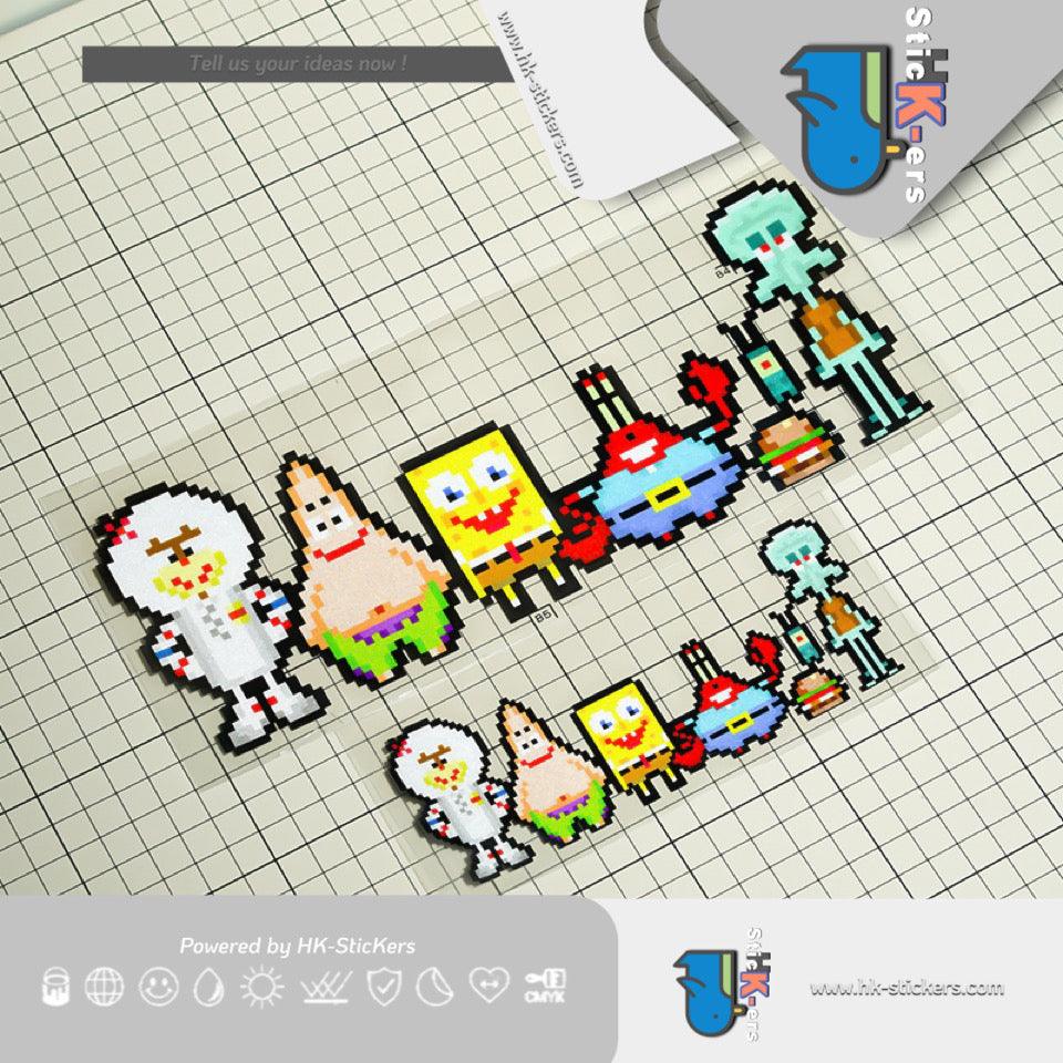 HK-SticKers 防水反光汽車貼紙配件 | 派大星創意像素車身貼 動漫卡通裝飾反光貼 - HK-SticKers