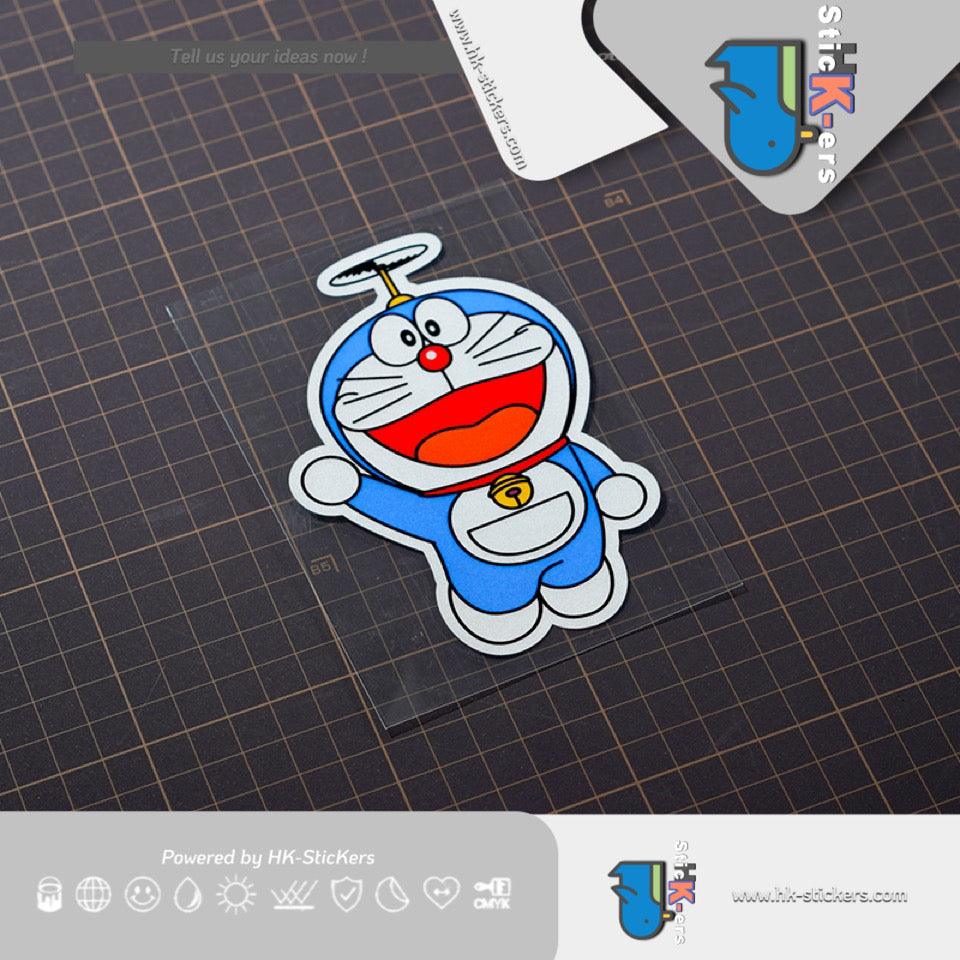 HK-Stickers 汽車貼紙|可愛卡通貼紙機器貓電動車貼汽車玻璃行李箱防水汽車反光貼 - HK-SticKers