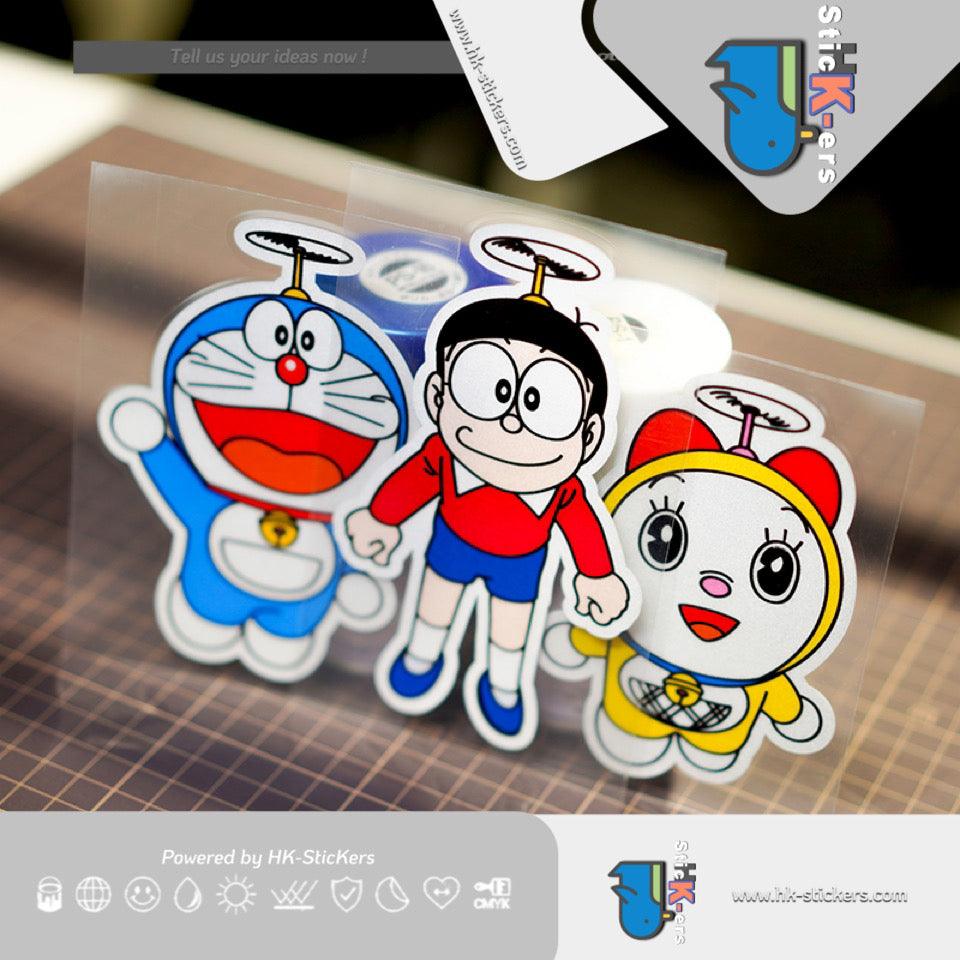 HK-Stickers 汽車貼紙|可愛卡通貼紙機器貓電動車貼汽車玻璃行李箱防水汽車反光貼 - HK-SticKers