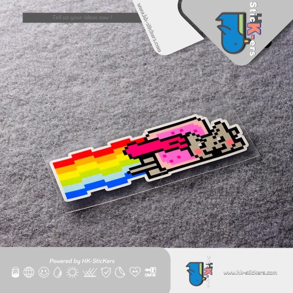 HK-SticKers 防水反光貼紙 | 彩虹車貼 卡通遊戲像素貓貼紙 汽車反光貼 - HK-SticKers