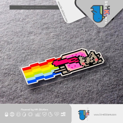 HK-SticKers 防水反光貼紙 | 彩虹車貼 卡通遊戲像素貓貼紙 汽車反光貼 - HK-SticKers
