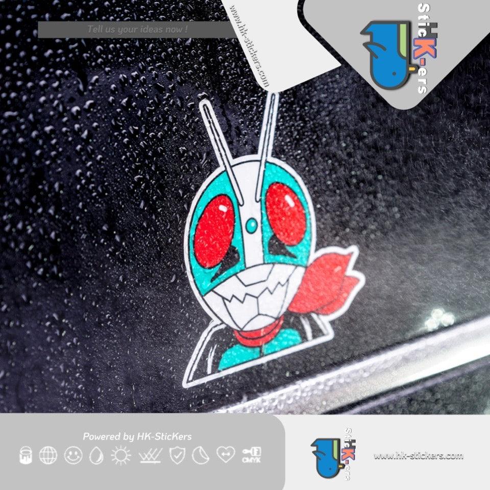 HK-SticKers 防水反光汽車貼紙 | 蒙面騎士卡通情懷車貼 摩托車前擋貼紙 汽車三角窗超人反光貼 - HK-SticKers