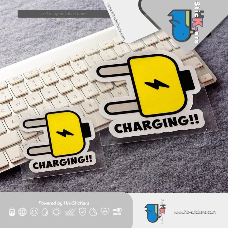 HK-SticKers 防水反光貼紙 | 原創電動車充電口貼紙 充電樁電池車貼 充電器裝飾貼 - HK-SticKers