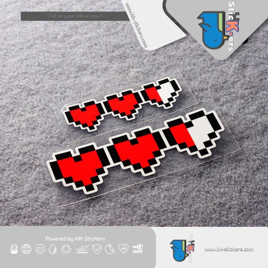 HK-SticKers 防水反光貼紙 | 像素卡通愛心貼紙 個性貼 包圍車身頭盔反光貼 - HK-SticKers