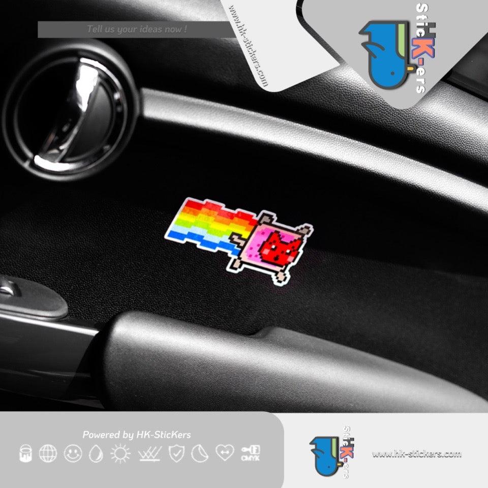 HK-SticKers 防水反光貼紙 | 彩虹車貼 卡通遊戲像素貓貼紙 汽車反光貼 - HK-SticKers