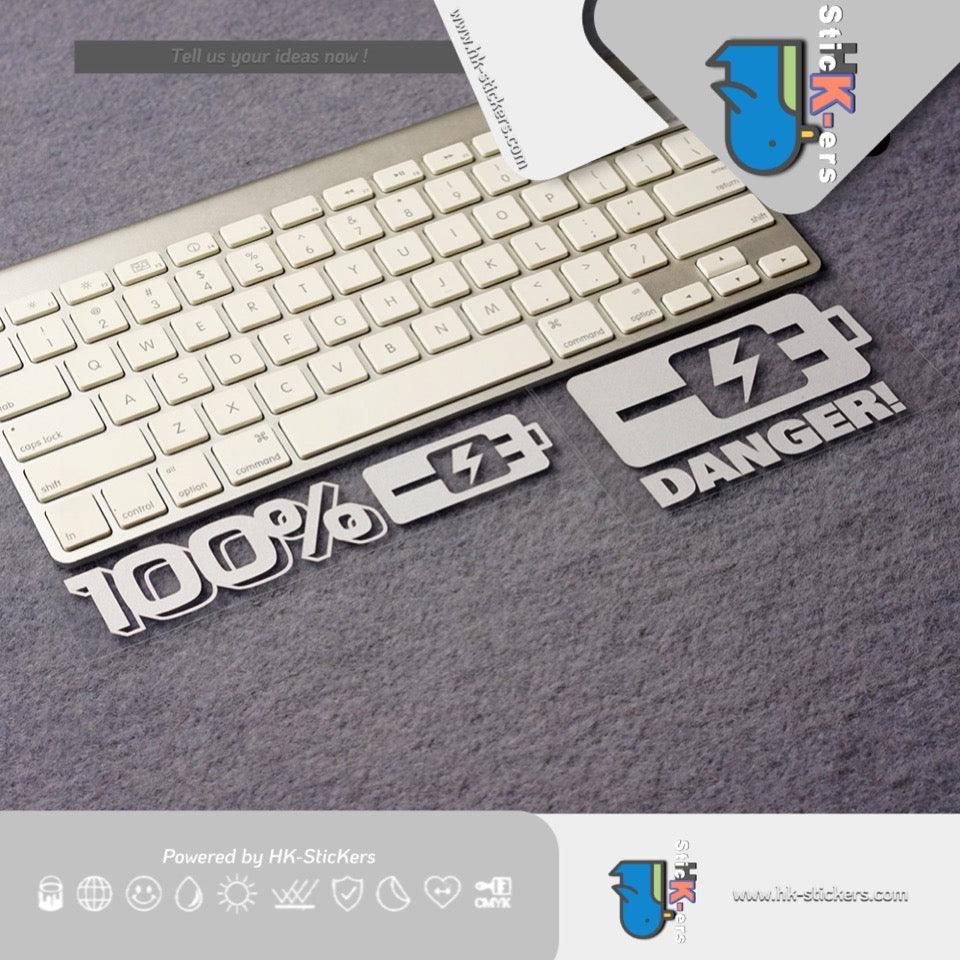 HK-SticKers 防水反光貼紙 | 原創純電車貼紙 創意充電口裝飾車貼 100%滿電反光貼 - HK-SticKers