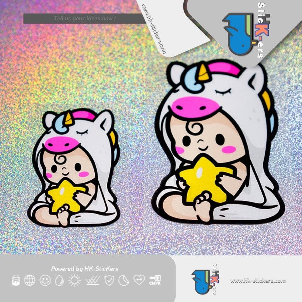 HK-SticKers 防水反光汽車貼紙 | 卡通彩虹獨角獸 BB安全座椅 嬰兒車提示貼紙防水反光貼 - HK-SticKers