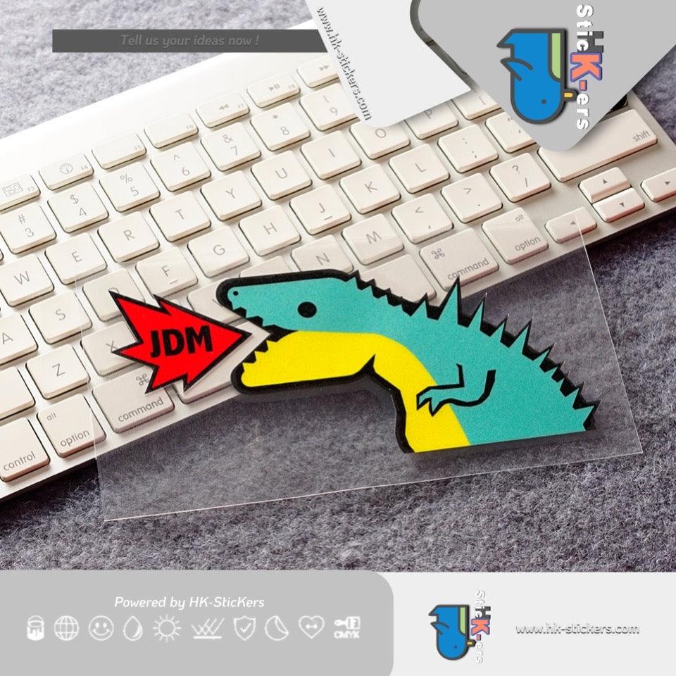 HK-SticKers 防水反光貼紙 | JDM卡通恐龍車貼 三角窗玻璃裝飾貼紙 創意噴火反光貼 - HK-SticKers