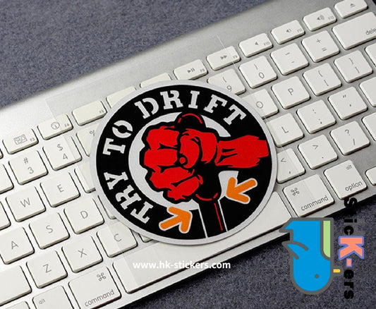 HK-SticKers 防水反光貼紙 | TRY TO DRIFT車貼 慣性漂移貼紙 JDM油箱蓋裝飾反光貼 - HK-SticKers
