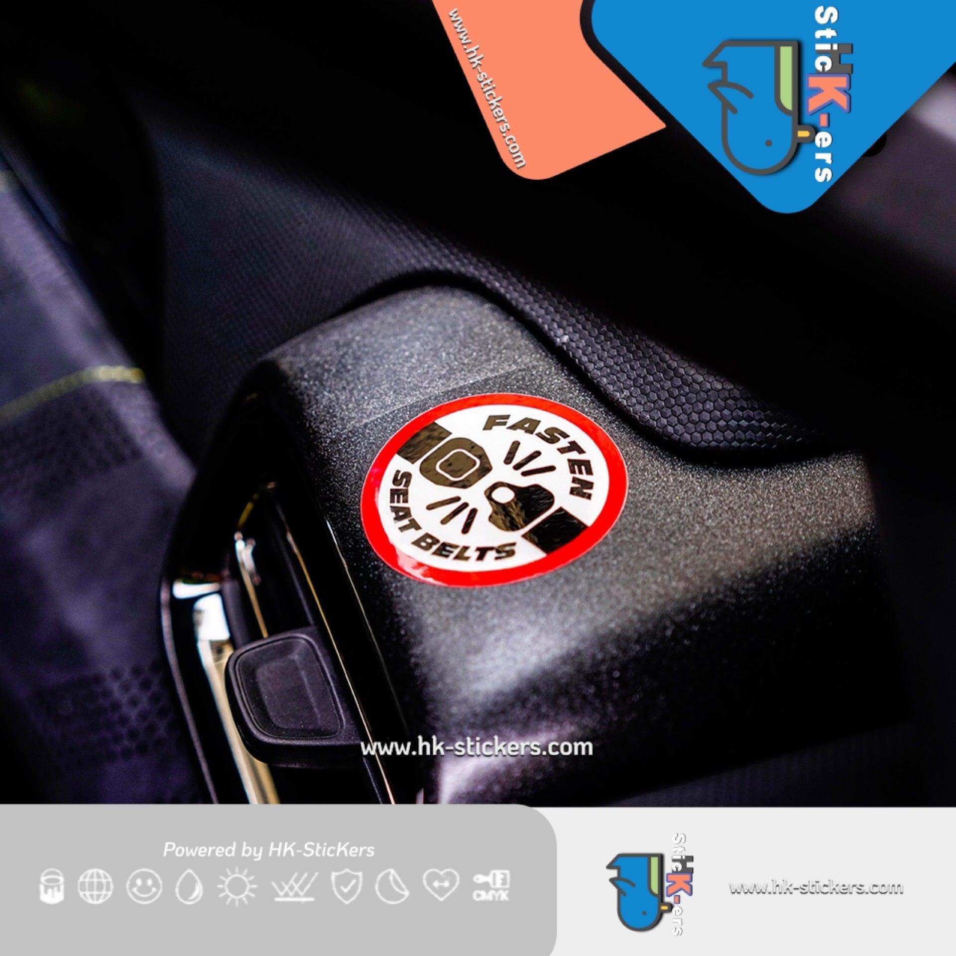 HK-SticKers 防水反光貼紙 | 個性原創車貼 請系好安全帶貼紙 後座提示內飾反光貼 - HK-SticKers