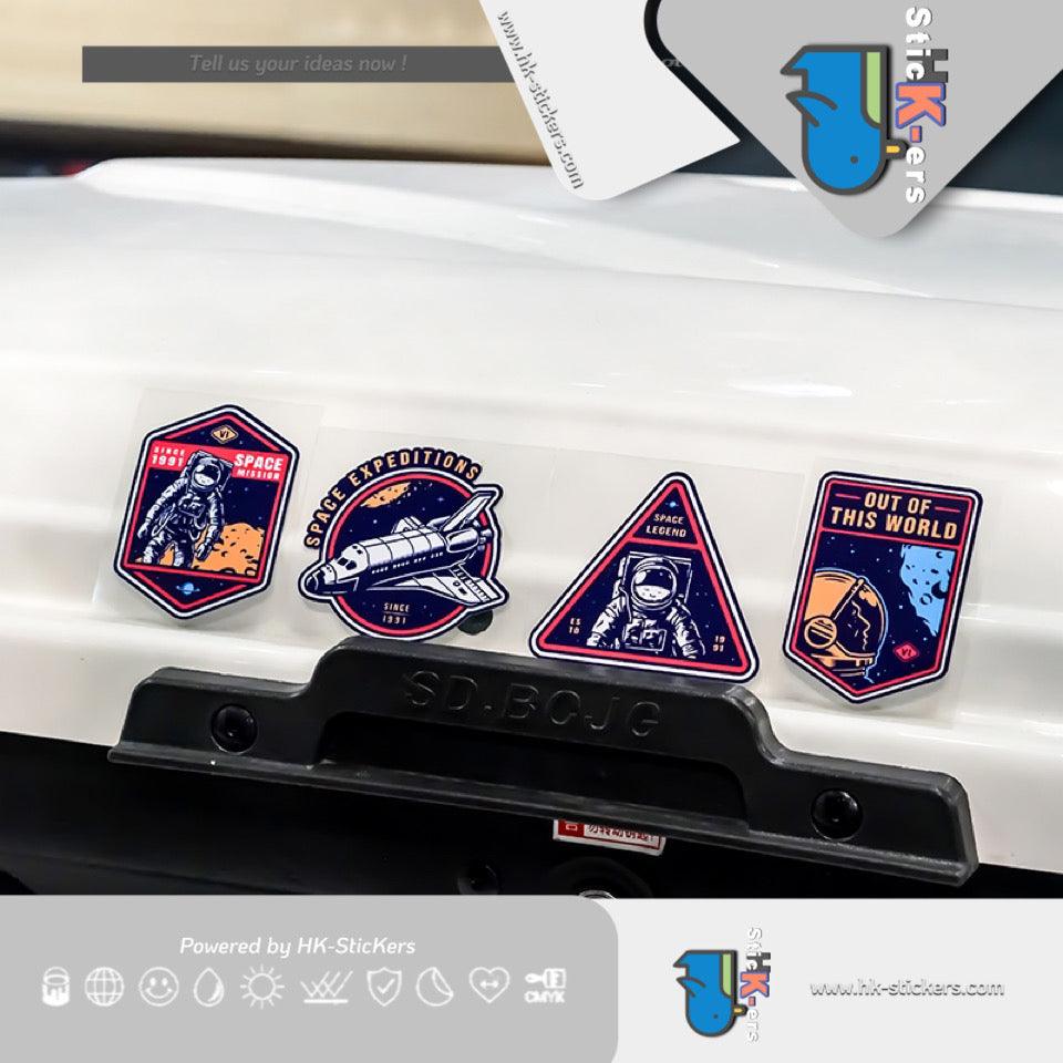 HK-SticKers 防水反光汽車貼紙配件 | 太空迷創意車貼行李箱筆記本貼紙 宇航員三角窗反光貼 - HK-SticKers