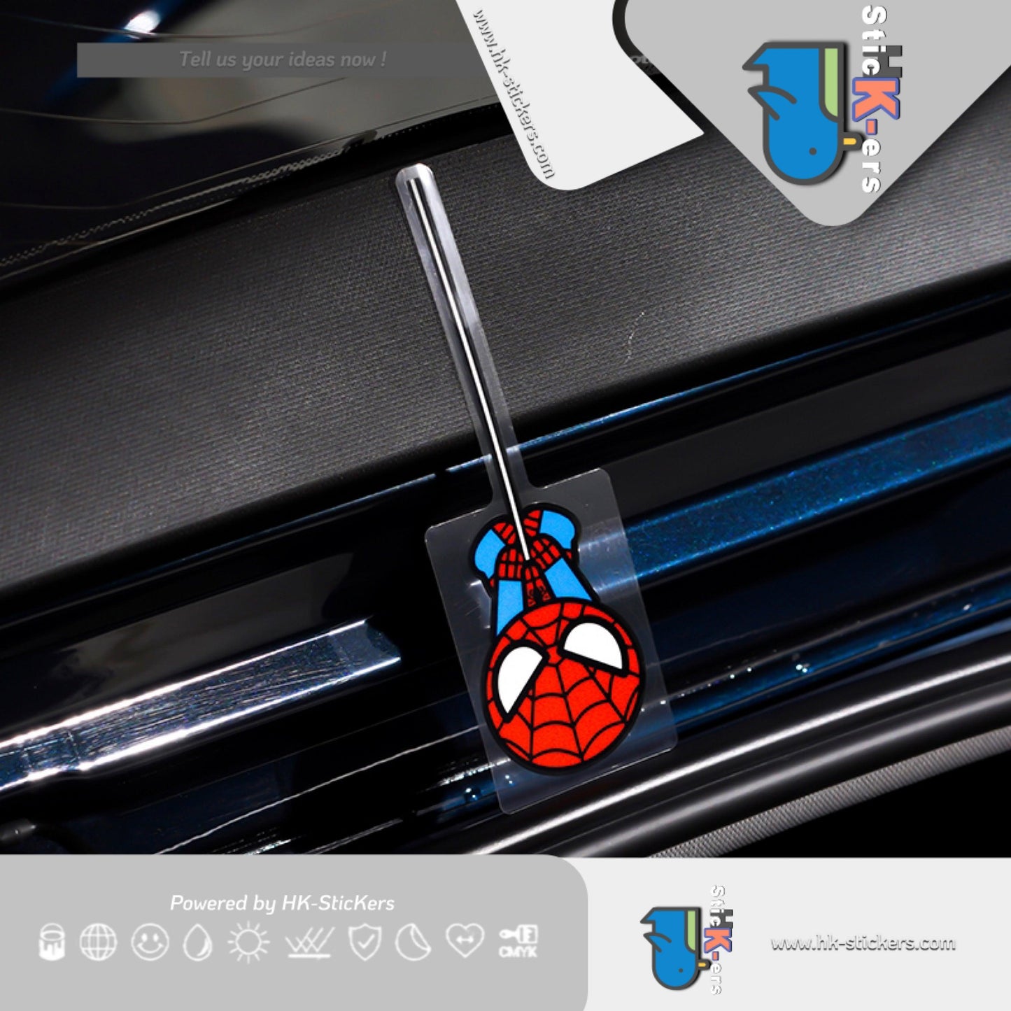 HK-Stickers 汽車貼紙｜可愛機器貓車窗裝飾貼 蜘蛛人趣味卡通車身防水反光貼 - HK-SticKers
