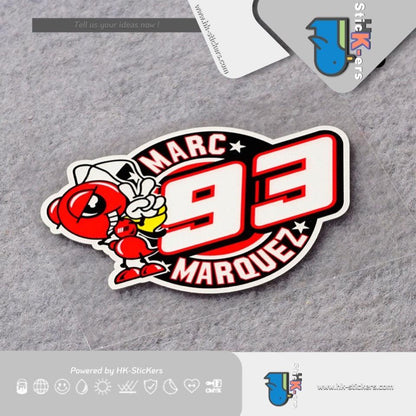 HK-SticKers 防水反光貼紙 | 賽車手93號貼紙 紅螞蟻裝飾反光貼 頭盔防水貼 - HK-SticKers