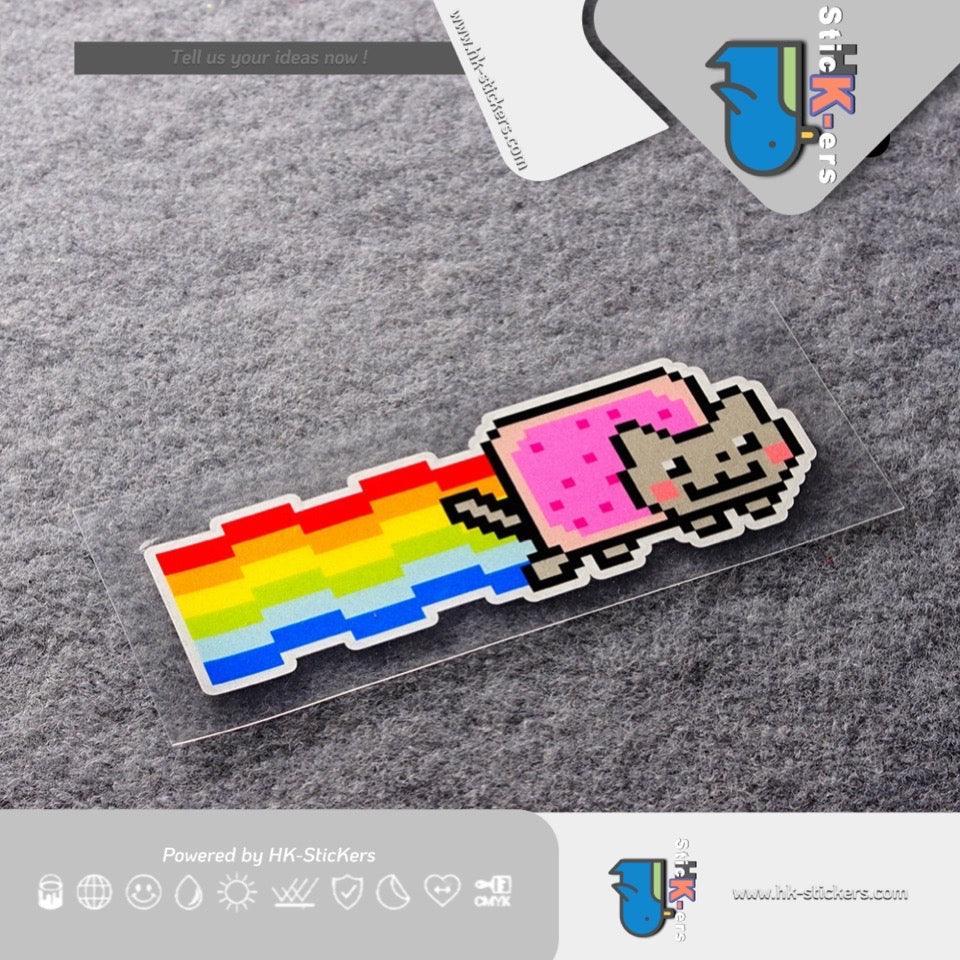 HK-SticKers 防水反光貼紙 | 彩虹車貼 卡通遊戲像素貓貼紙 汽車反光貼 - HK-SticKers
