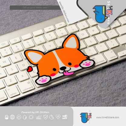 HK-SticKers 防水反光貼紙 | 創意柯基車貼 卡通寵物犬側窗車尾反光貼 可愛狗狗貼紙 - HK-SticKers