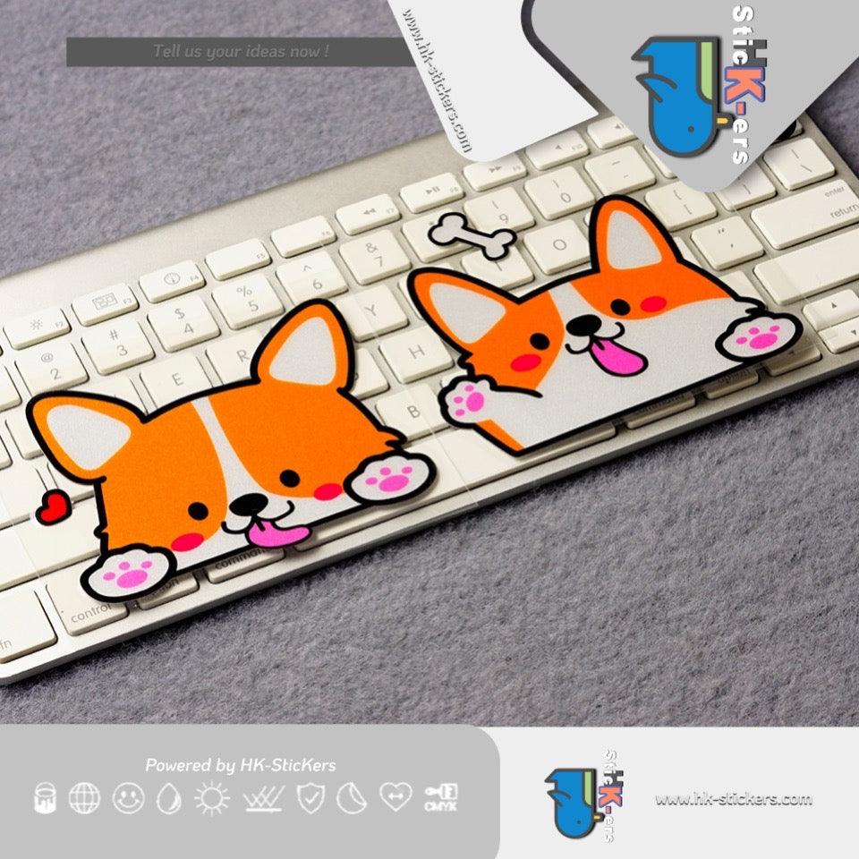 HK-SticKers 防水反光貼紙 | 創意柯基車貼 卡通寵物犬側窗車尾反光貼 可愛狗狗貼紙 - HK-SticKers