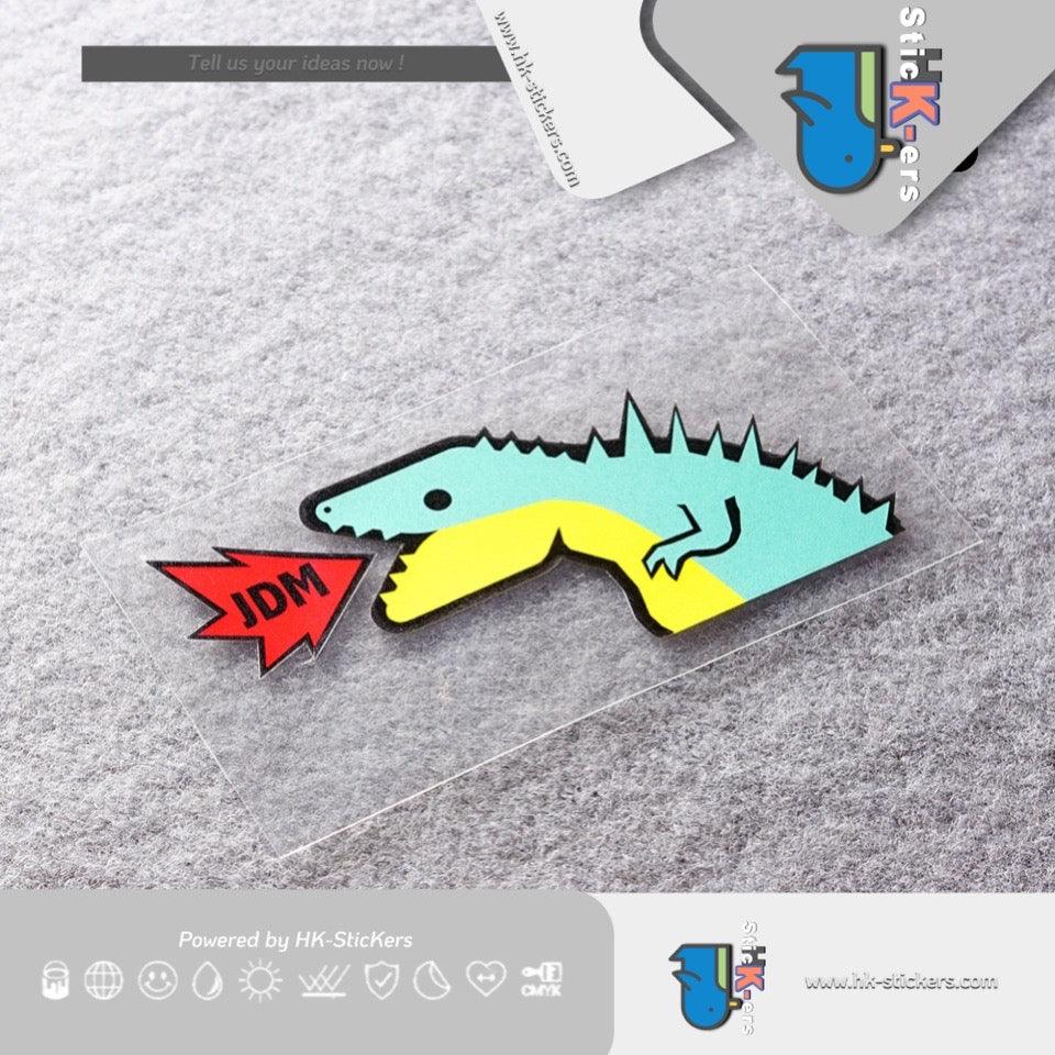 HK-SticKers 防水反光貼紙 | JDM卡通恐龍車貼 三角窗玻璃裝飾貼紙 創意噴火反光貼 - HK-SticKers