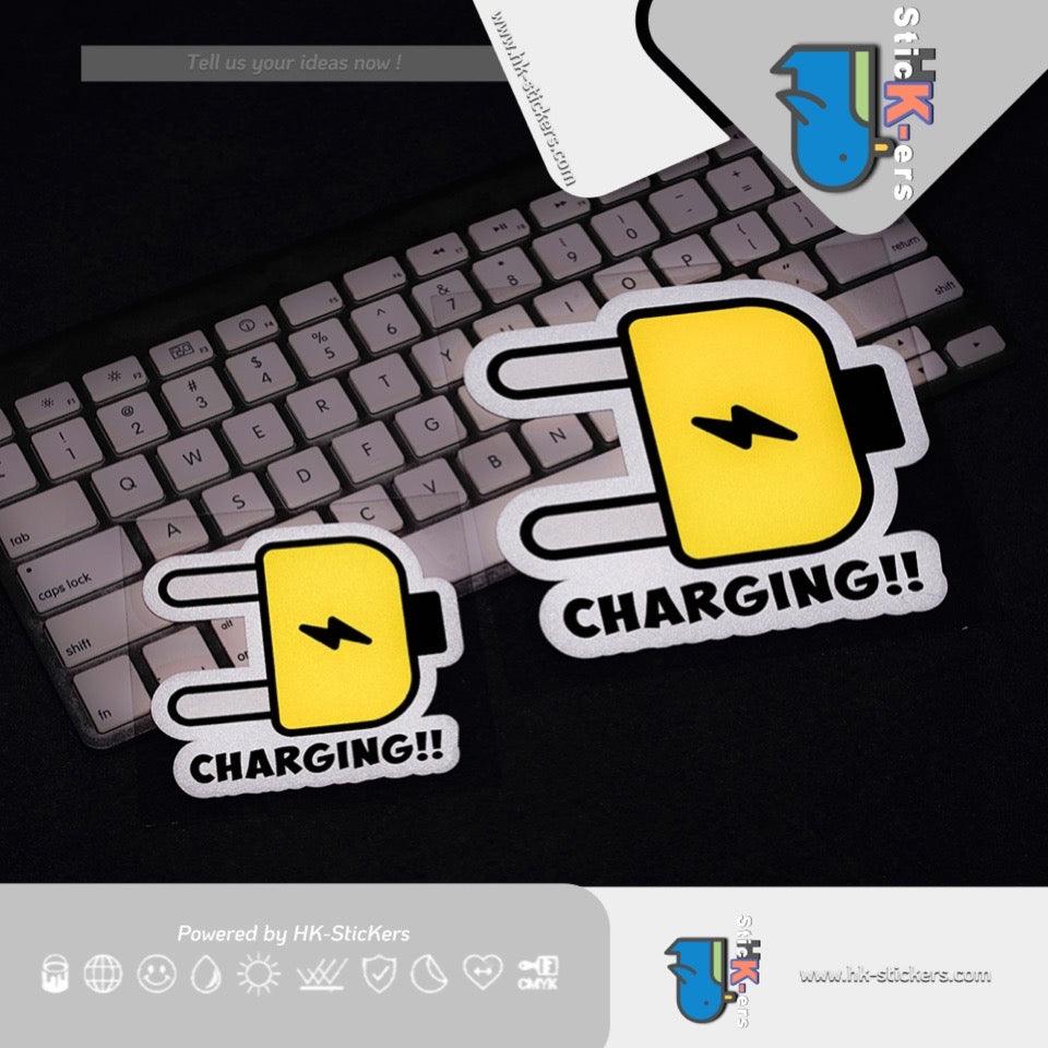 HK-SticKers 防水反光貼紙 | 原創電動車充電口貼紙 充電樁電池車貼 充電器裝飾貼 - HK-SticKers