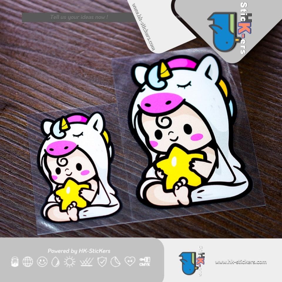 HK-SticKers 防水反光汽車貼紙 | 卡通彩虹獨角獸 BB安全座椅 嬰兒車提示貼紙防水反光貼 - HK-SticKers