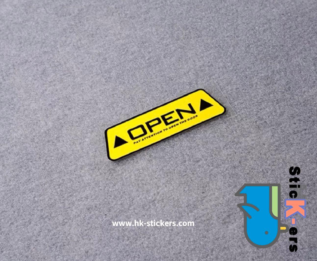 HK-SticKers 自動門汽車貼紙 | OPEN車門貼 開門反光貼 汽車裝飾防撞貼 防水警示貼 - HK-SticKers
