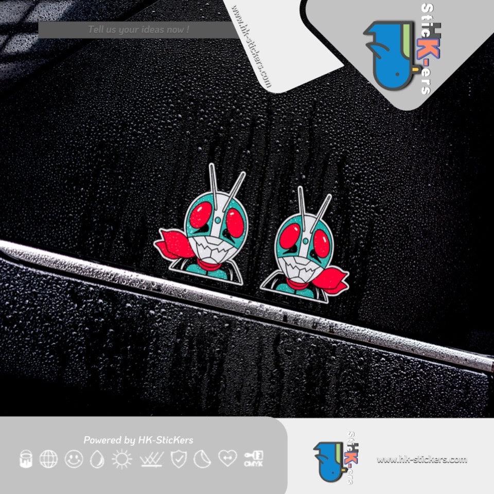 HK-SticKers 防水反光汽車貼紙 | 蒙面騎士卡通情懷車貼 摩托車前擋貼紙 汽車三角窗超人反光貼 - HK-SticKers