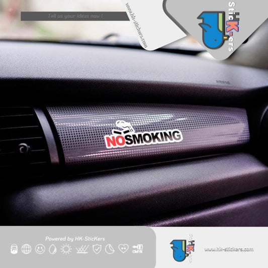 HK-SticKers 防水反光貼紙 | 車上禁止吸煙貼紙 創意no smoking車貼 副駕提示反光貼 - HK-SticKers