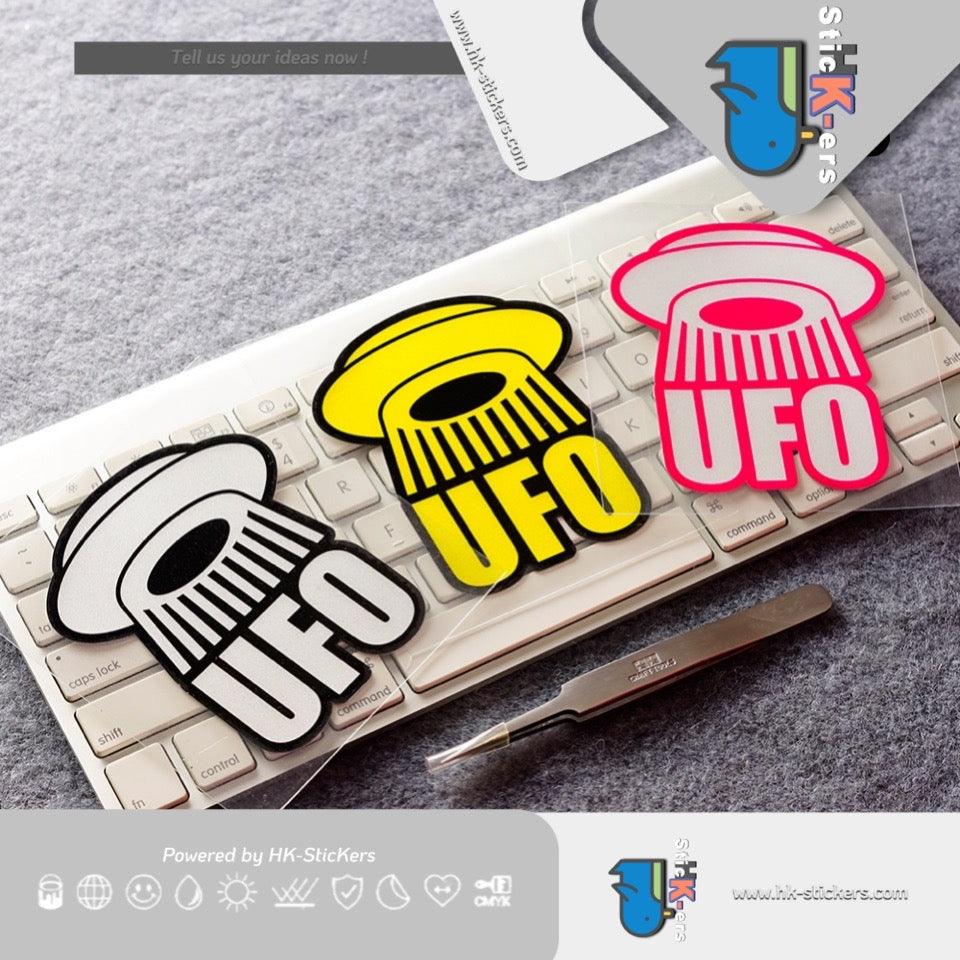 HK-SticKers 防水反光貼紙 | 創意UFO卡通貼紙 外星人座駕車貼 車輛划痕裝飾反光貼 - HK-SticKers