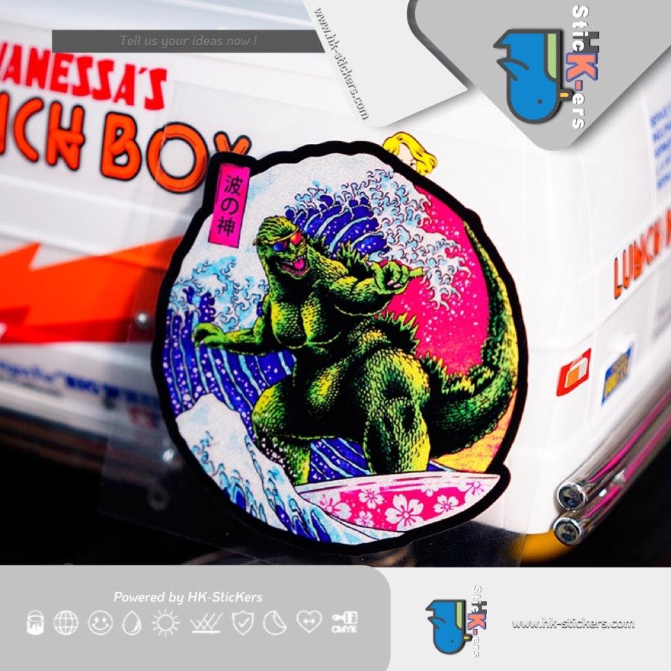 HK-SticKers 防水反光貼紙 | JDM 哥斯拉 三角窗貼紙 改裝車個性裝飾 反光貼 車身貼 - HK-SticKers