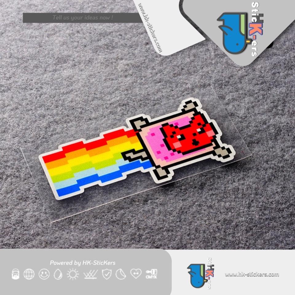HK-SticKers 防水反光貼紙 | 彩虹車貼 卡通遊戲像素貓貼紙 汽車反光貼 - HK-SticKers
