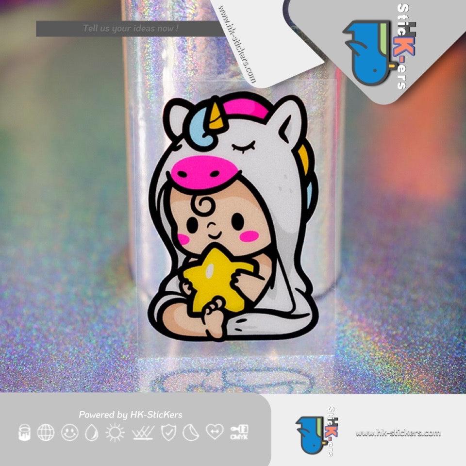 HK-SticKers 防水反光汽車貼紙 | 卡通彩虹獨角獸 BB安全座椅 嬰兒車提示貼紙防水反光貼 - HK-SticKers